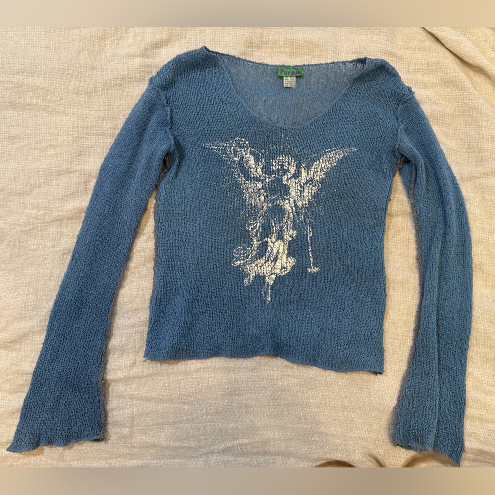 Y2K knitted sweater with unique stitching